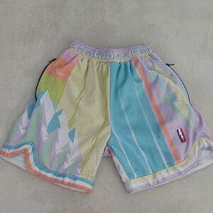 Who Cares Trillest Mesh Shorts XXS Unisex Y2K Pastel Colorblock Festival Retro